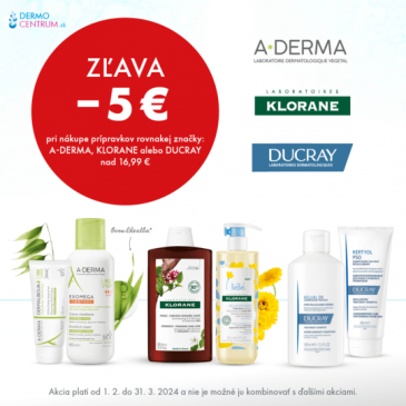 Zľava 5 € na produkty značiek Klorane, A-Derma a Ducray pri nákupe nad 16,99 €