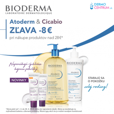Zľava 8 € pri nákupe kozmetiky Bioderma Atoderm a Cicabio nad 28 €