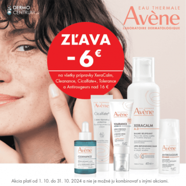 Zľava 6 € na vybrané rady prípravkov Avene pri nákupe nad 16 €