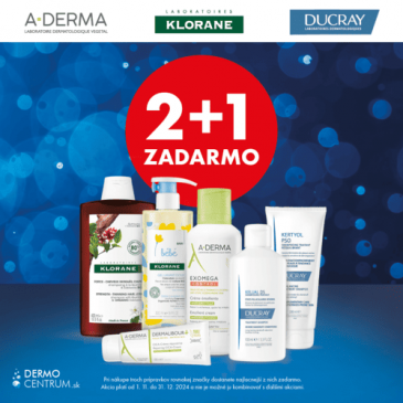 Akcia 2+1 zadarmo na produkty značky A-Derma, Klorane a Ducray